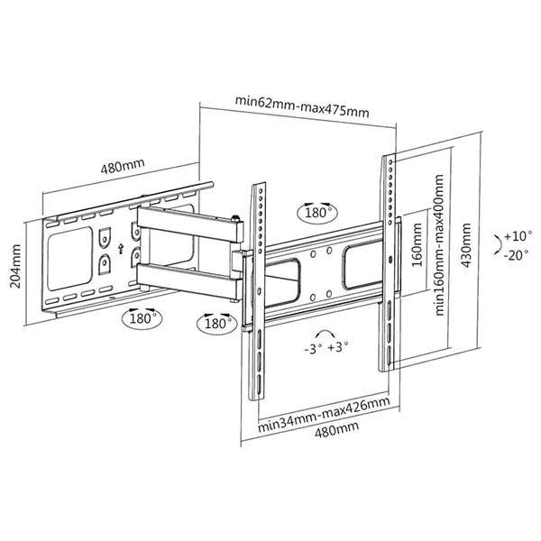 EQUIP BRACK, TV 32"-55" ARTICULATING WAL - Image 4