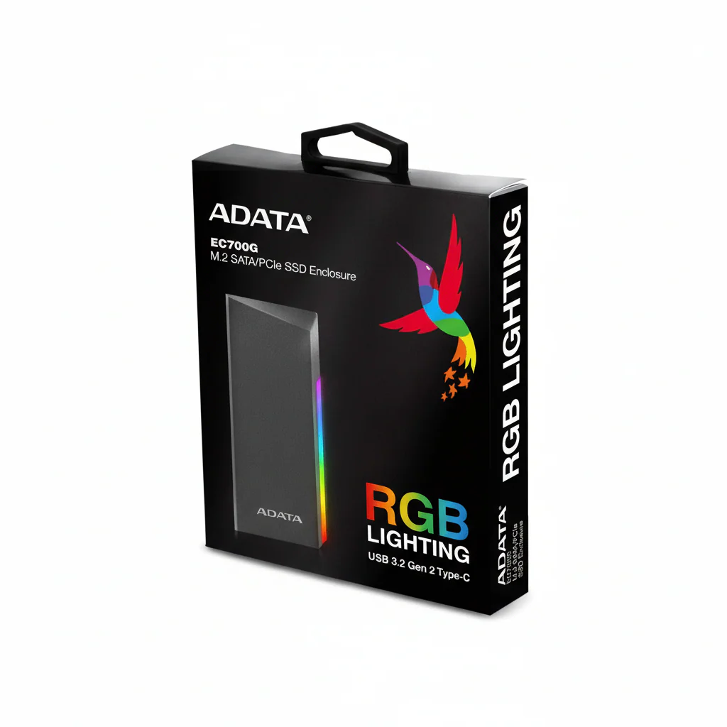 ADATA EC700G M.2 SSD External Enclosure, USB 3.2 Gen2, RGB Lighting, Tool-Free - Image 5