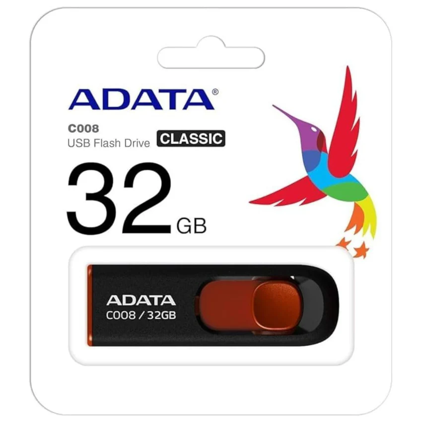 ADATA C008 32GB USB2.0 Retractable Flash Drive - Black / Red - Image 2