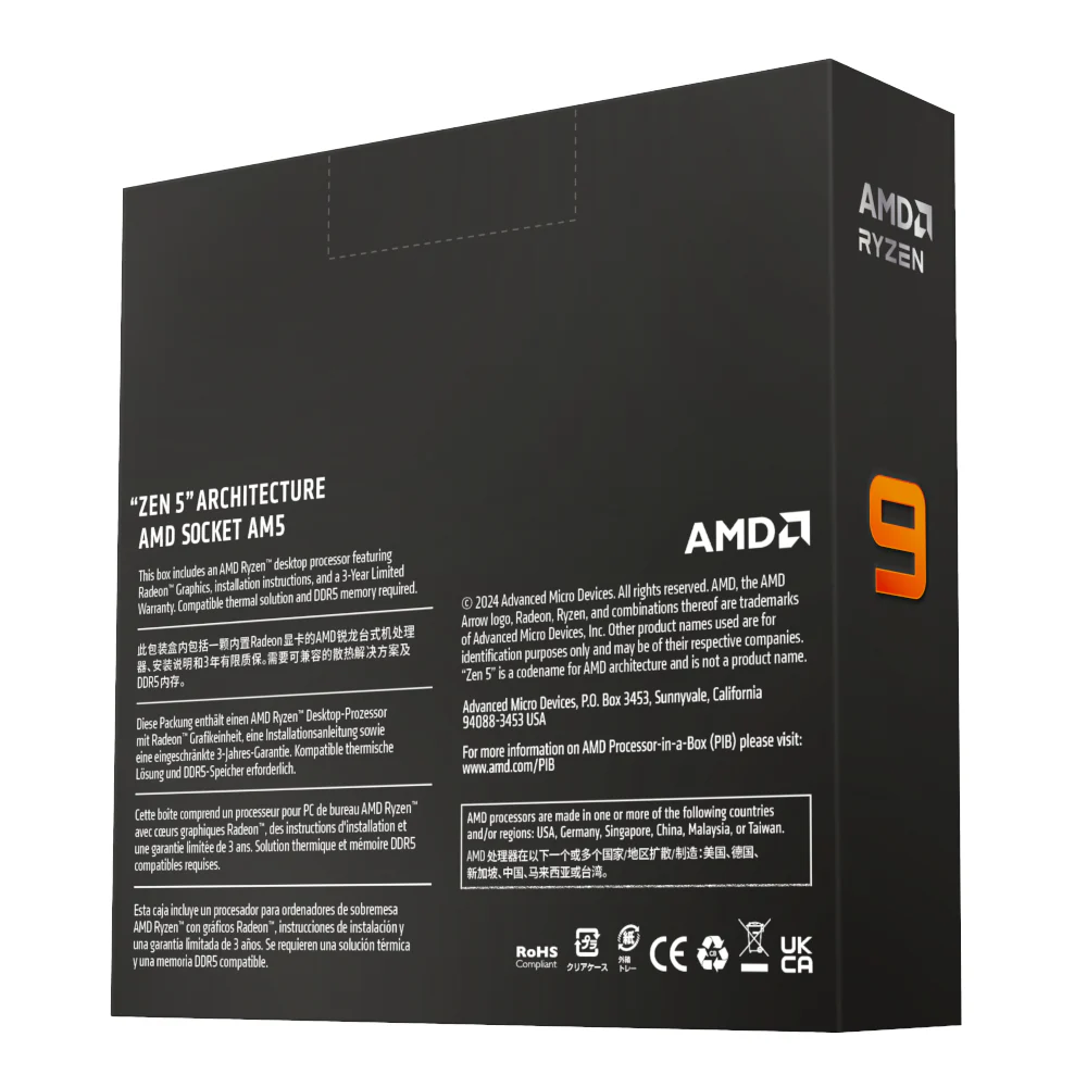 AMD Ryzen 9 9900X 12-Core/ 24-Threads; Socket AM5; 76MB Cache 120W Processor with Radeon Graphics BOX - Image 3