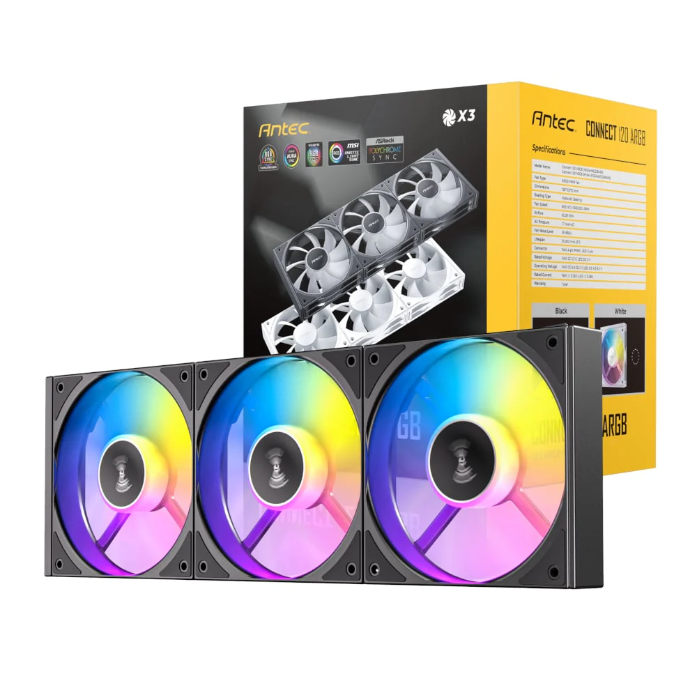 Antec Connect 120 ARGB PWM Fan 3 Pack - Black - Image 5