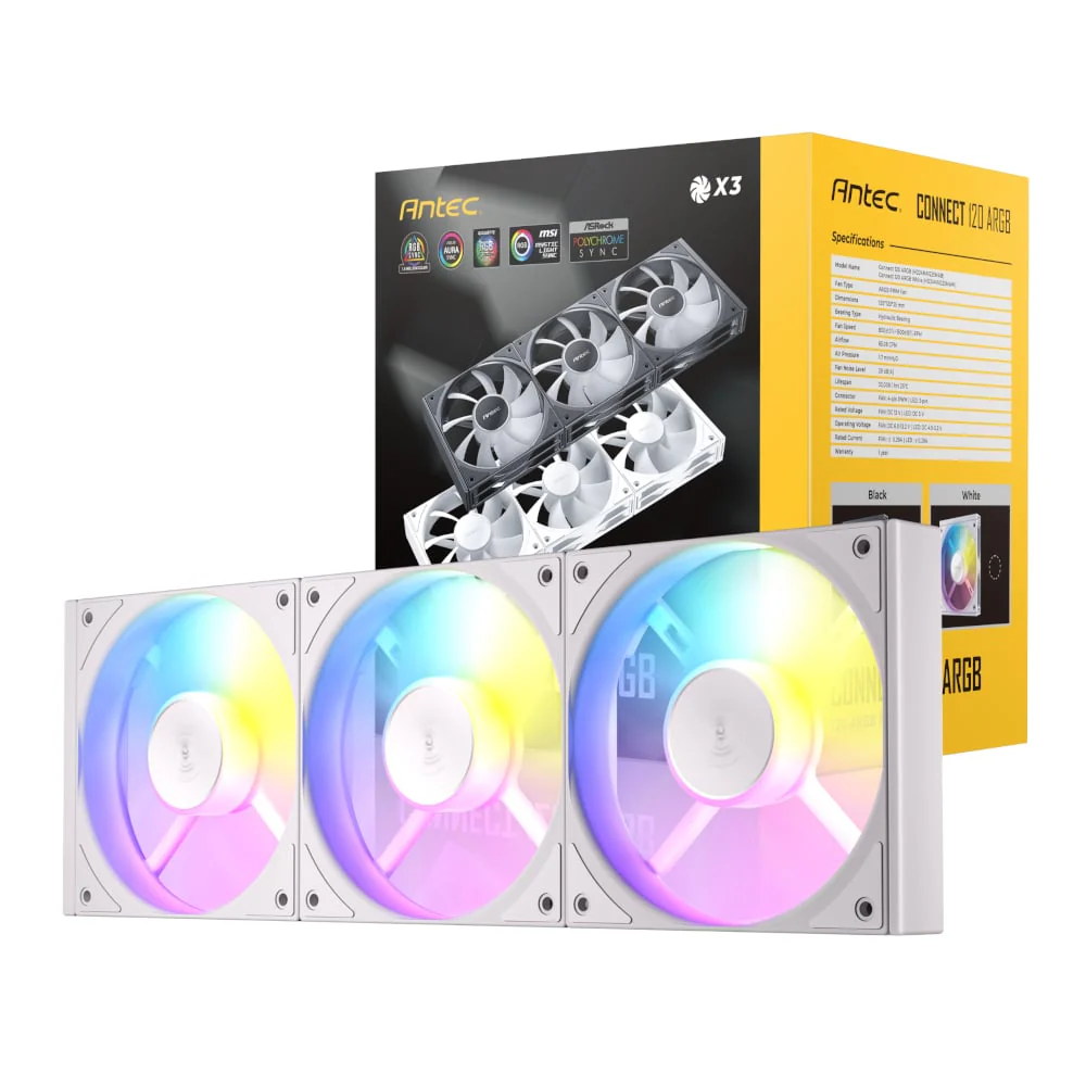Antec Connect 120 ARGB PWM Fan 3 Pack - White - Image 5