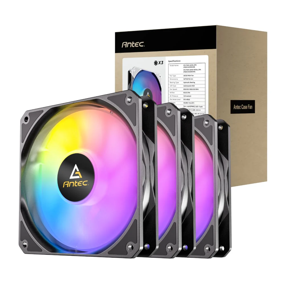 Antec P12 ARGB 120 PWM Case Fan 3 Pack - Black - Image 5