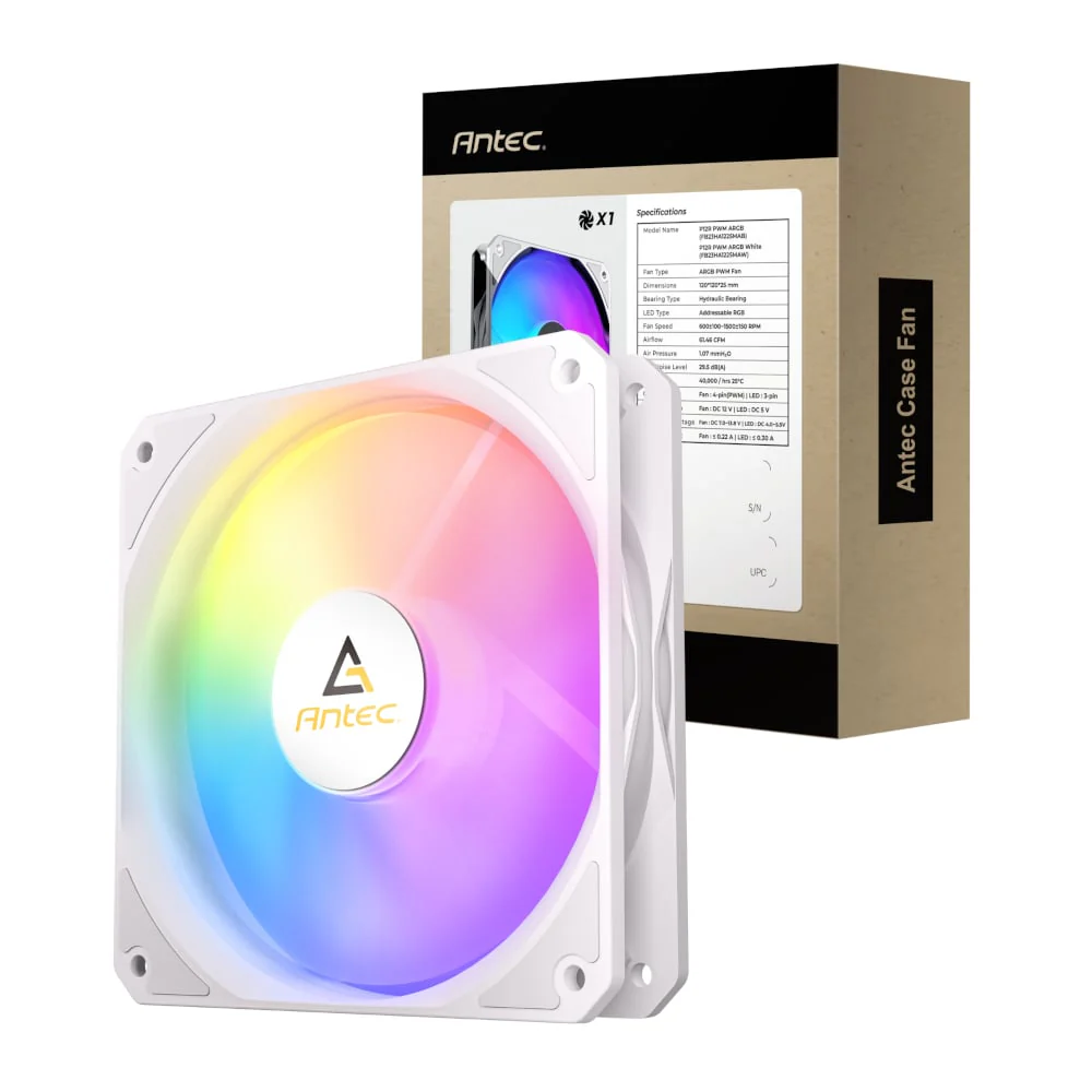 Antec P12 PWM 120mm ARGB Reverse Case Fan - White - Image 5