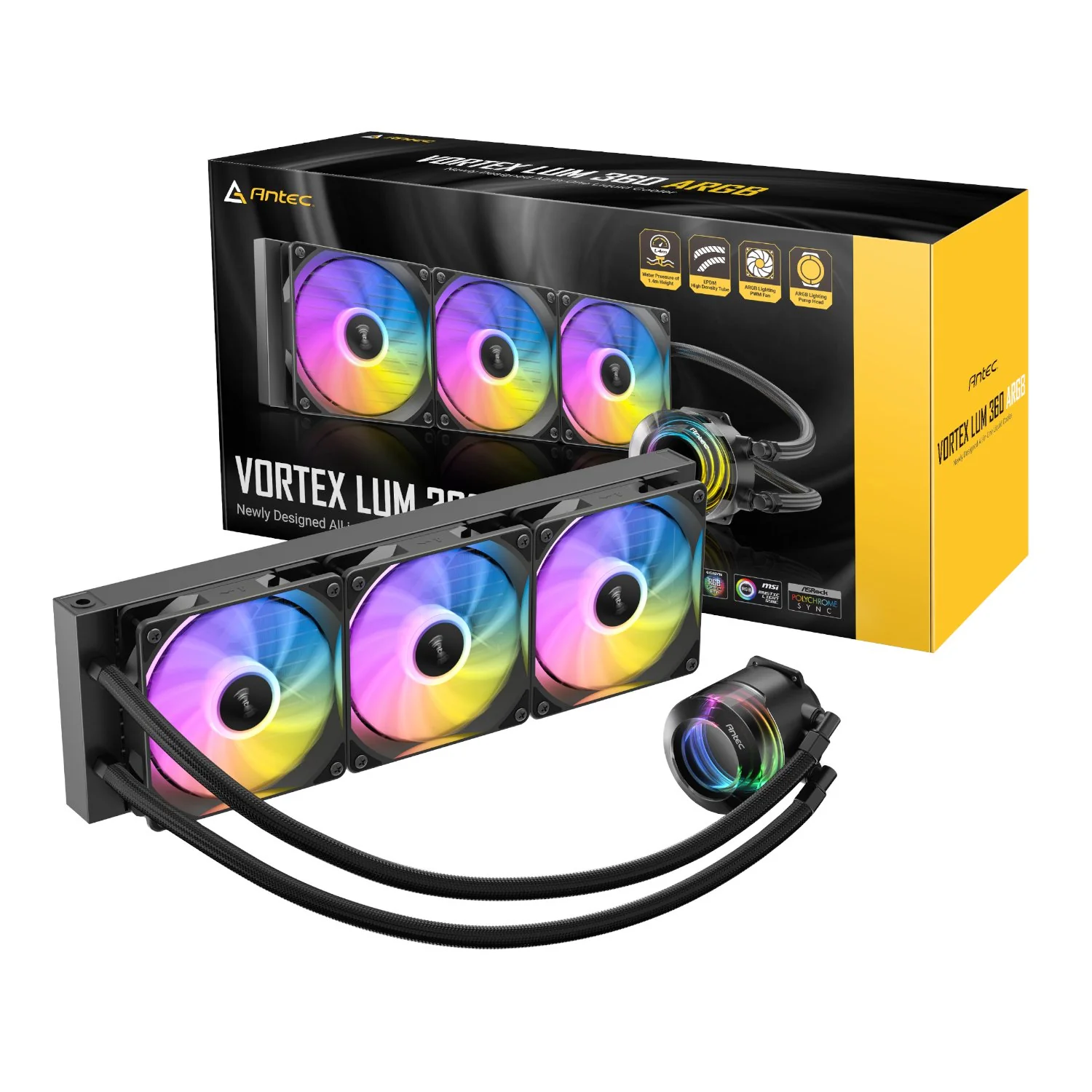 Antec VORTEX LUM 360 ARGB AIO CPU Liquid Cooler - Black - Image 6