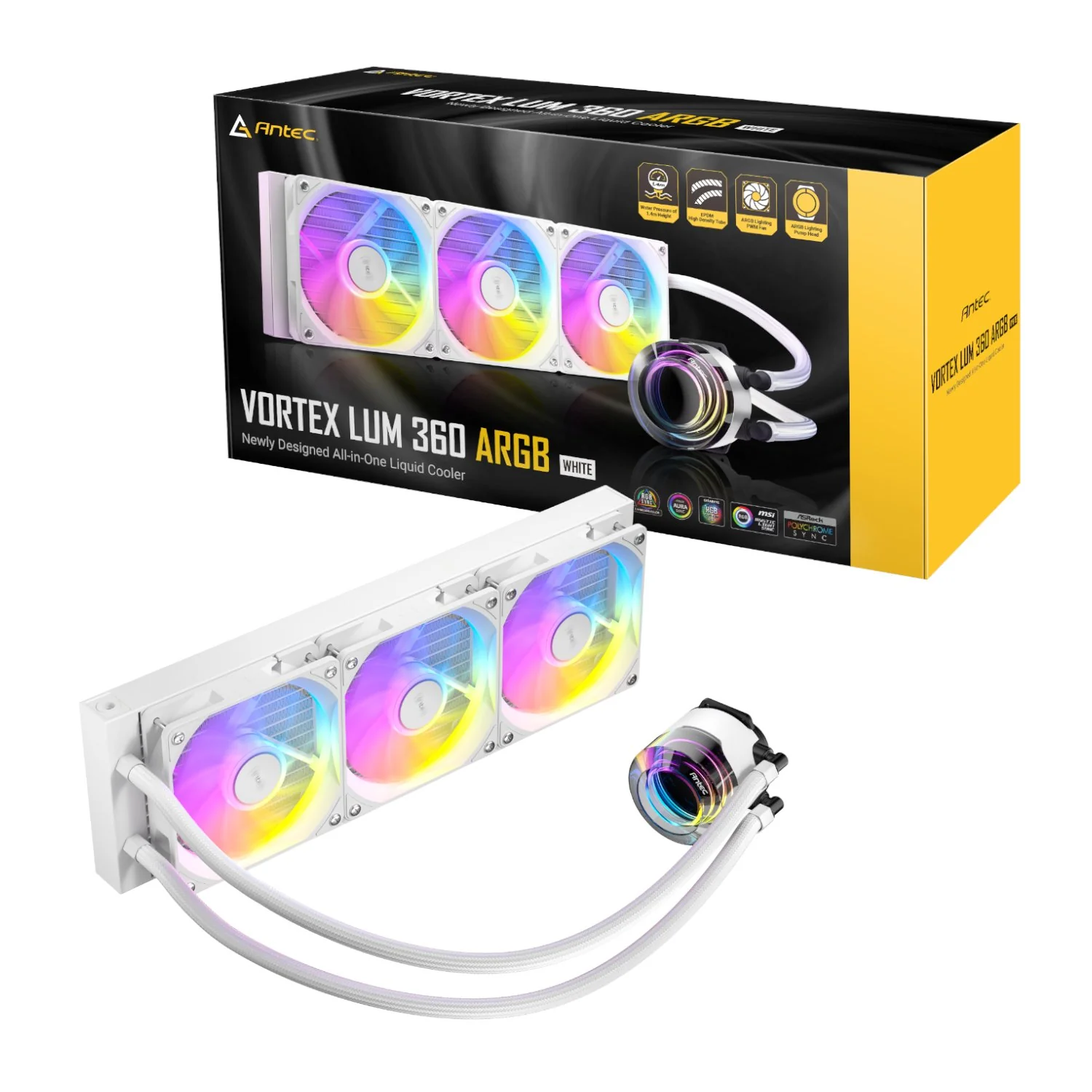 Antec VORTEX LUM 360 ARGB AIO CPU Liquid Cooler - White - Image 6