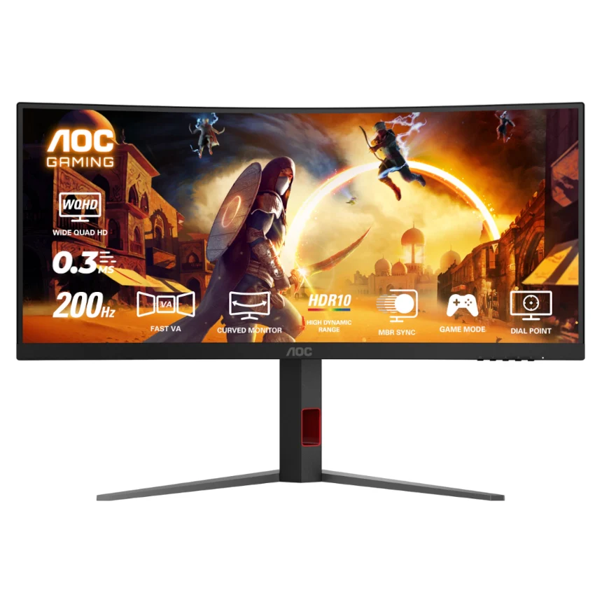 AOC CU34G4H 34" WQHD (3440 x1440) 200Hz Curved Gaming Monitor - HDMI and DisplayPort