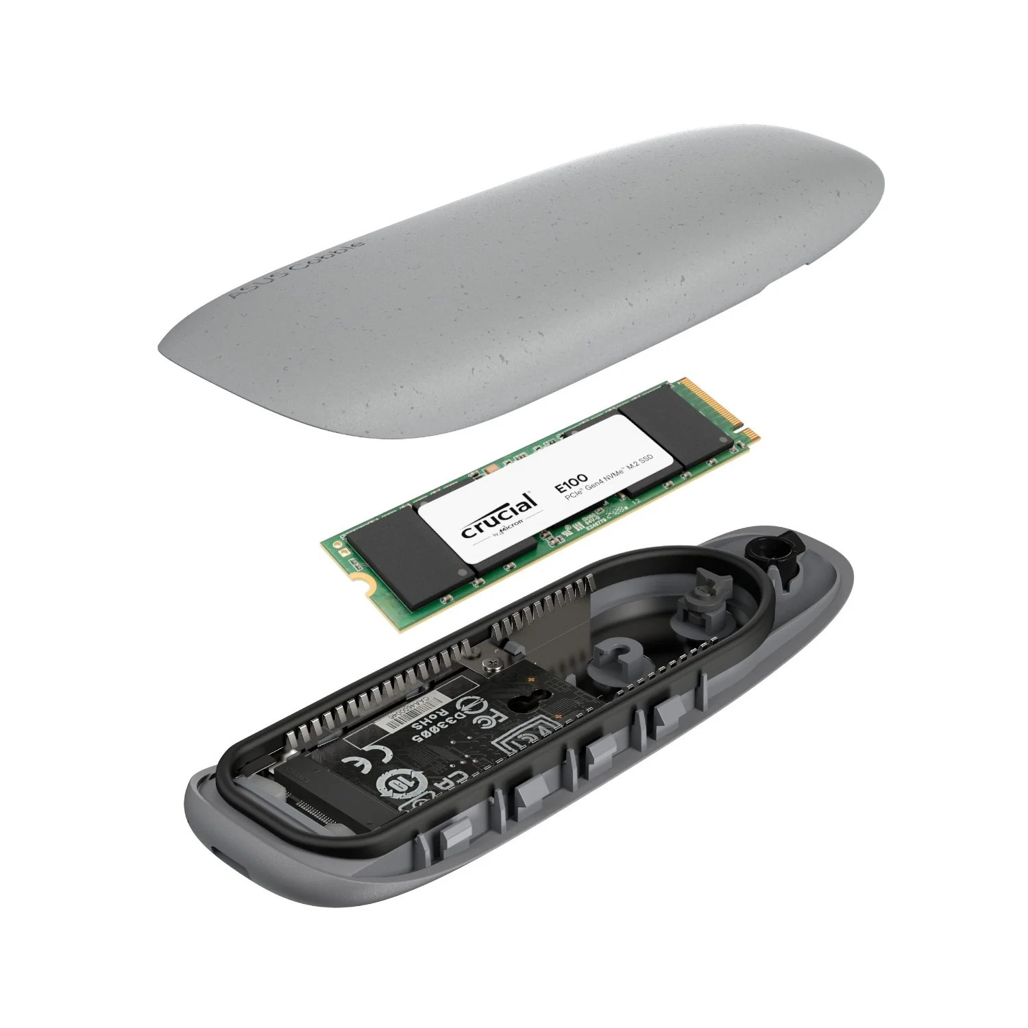 Asus Cobble M.2 SSD Type-C Enclosure and Crucial E100 1TB NVMe Bundle - Grey - Image 4
