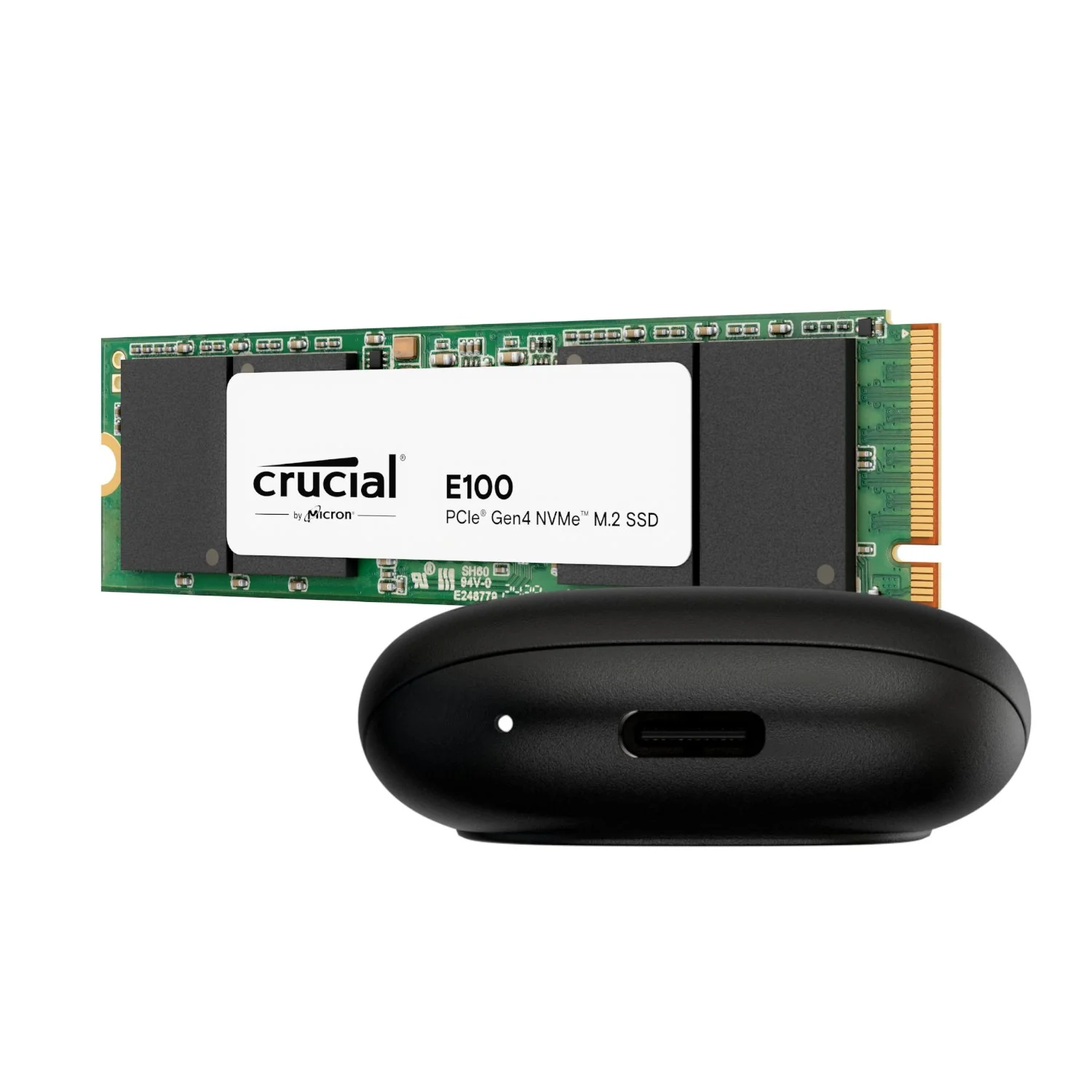 Asus Cobble M.2 SSD Type-C Enclosure and Crucial E100 2TB NVMe Bundle - Black - Image 3