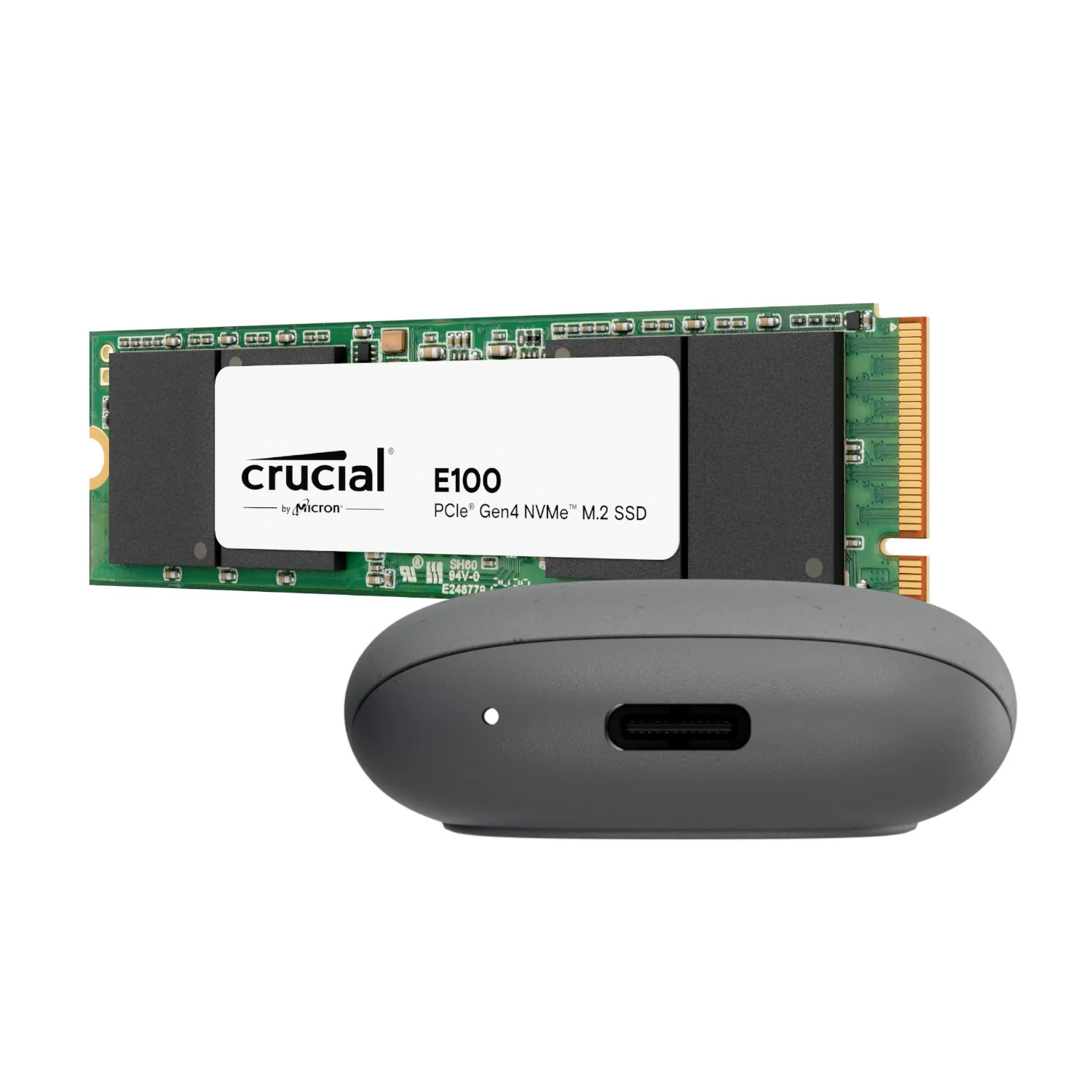 Asus Cobble M.2 SSD Type-C Enclosure and Crucial E100 2TB NVMe Bundle - Grey - Image 3