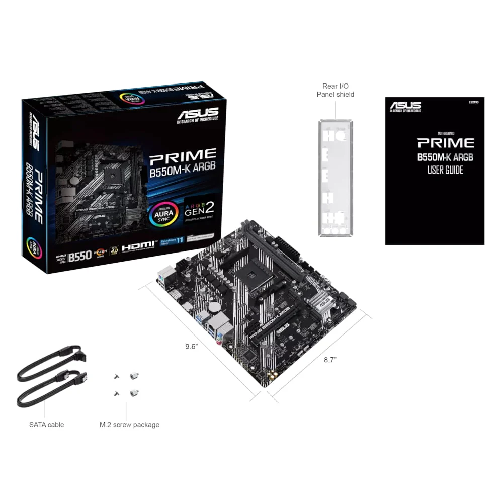 Asus PRIME B550M-K ARGB AM4 M-ATX Motherboard - Image 4