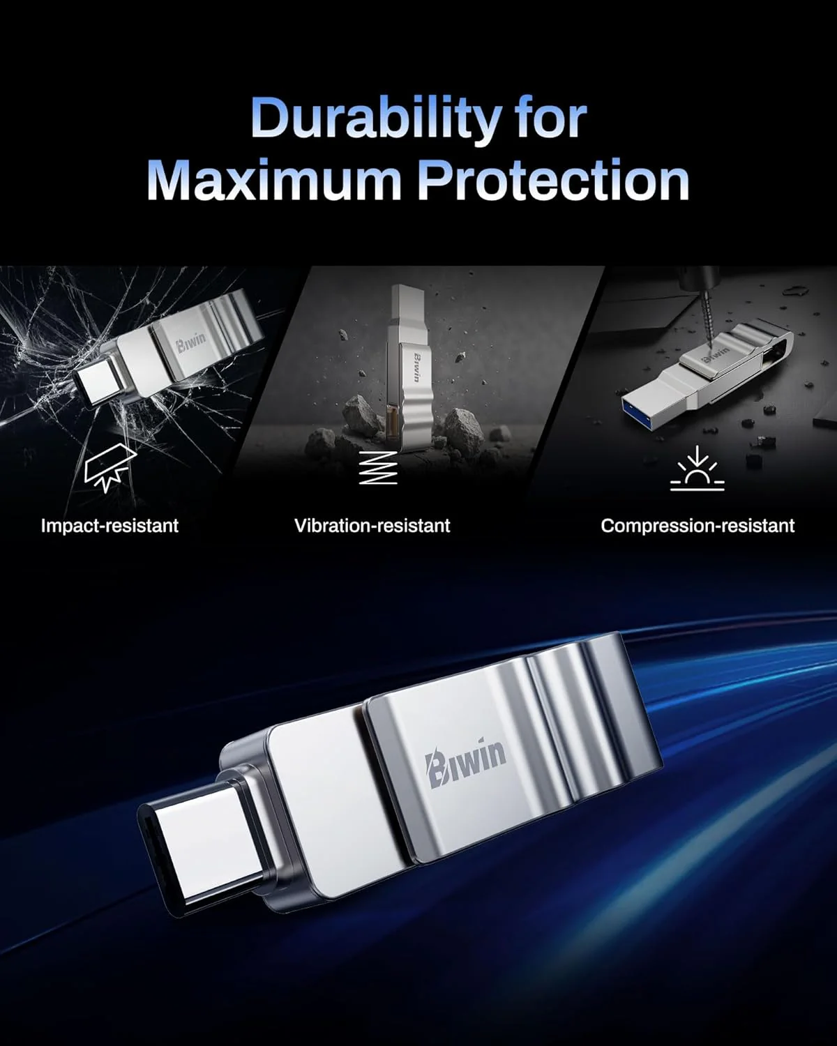 Biwin UD150 128GB Dual USB-A & USB-C Flash Drive – USB 3.2 150MB/s - Image 6