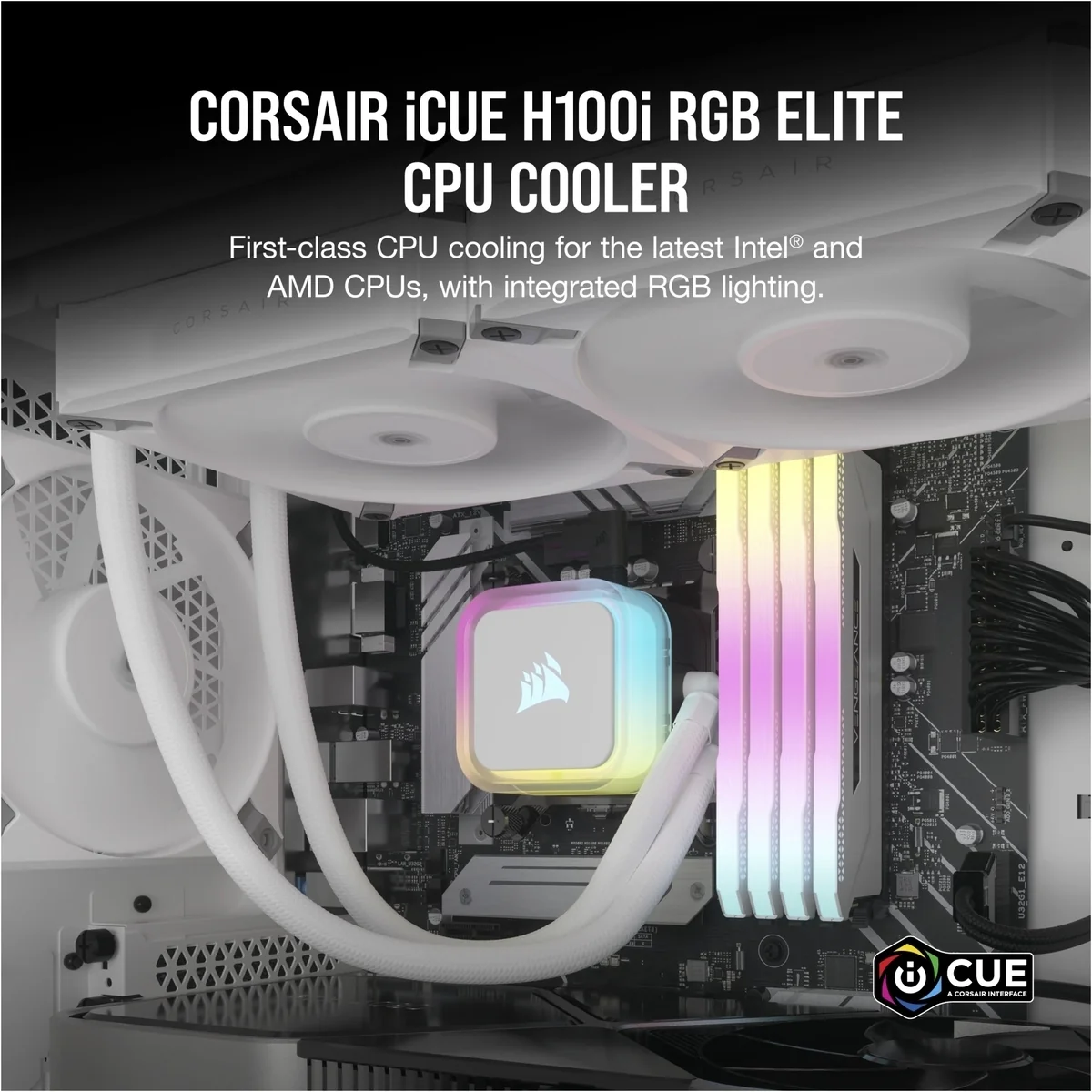 Corsair iCUE H100i ELITE RGB 240mm Liquid CPU Cooler - White AMD: AM5; AM4; sTRX4; sTR5 | Intel LGA: 1700/1851; 1200; 115X; 2066 - Image 5