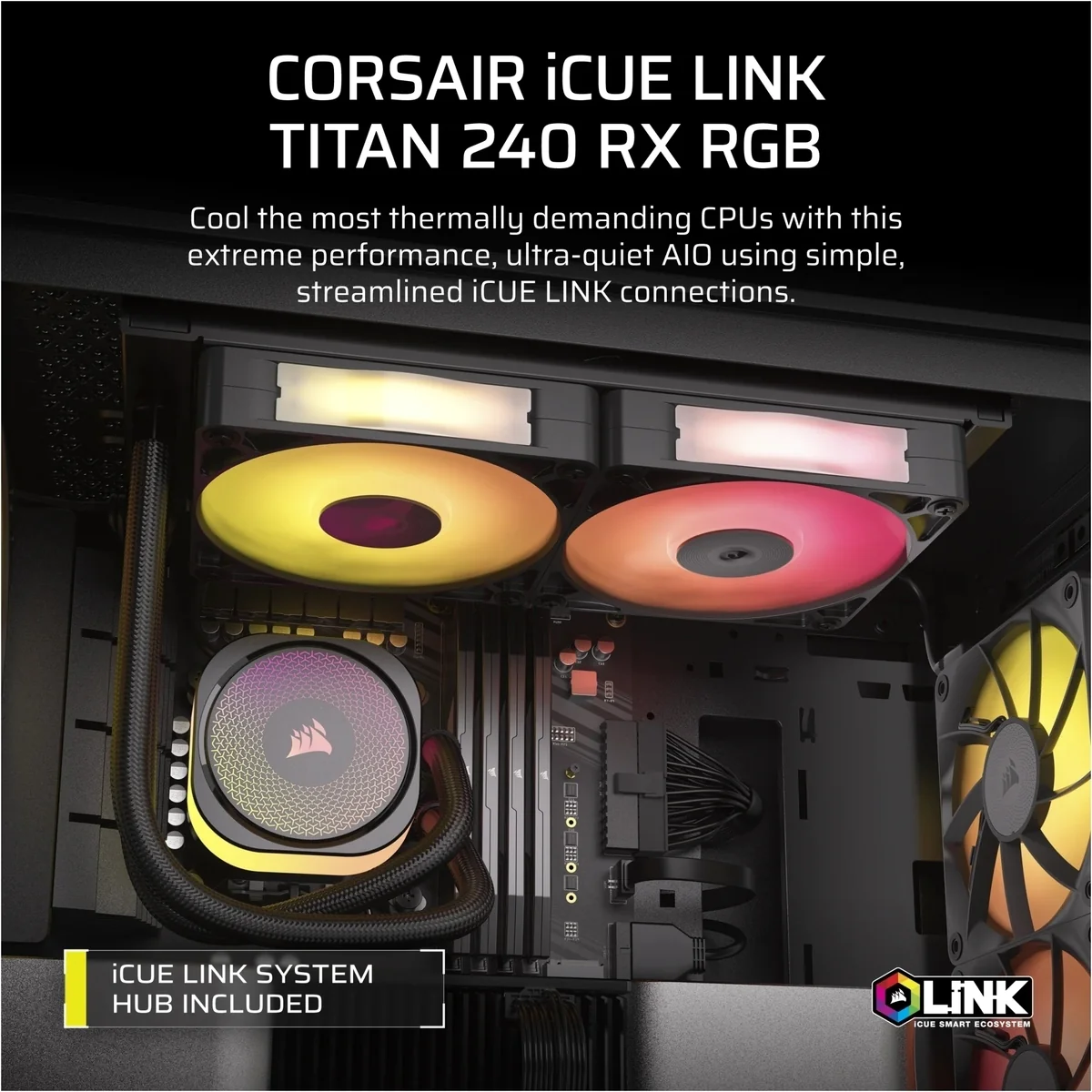 Corsair iCUE LINK TITAN 240 RX RGB Liquid CPU Cooler – RX120 RGB Fans – Fits Intel® LGA 1851/1700; AMD® AM5/AM4. - Image 5