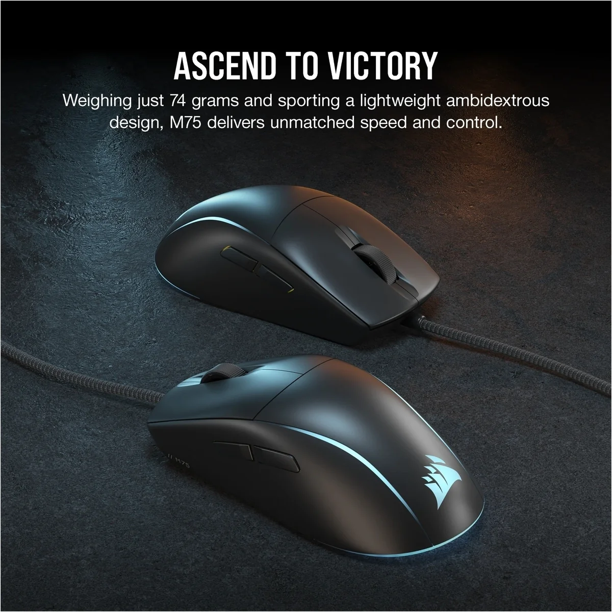 Corsair M75 Lightweight RGB Gaming Mouse; Black; 26000 DPI. - Image 5