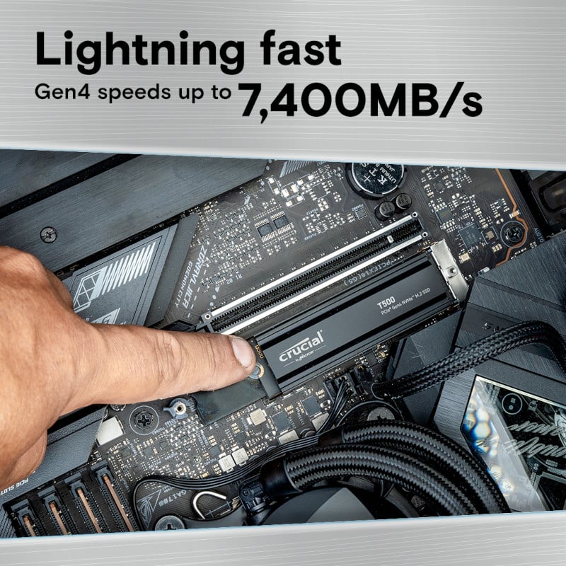 Crucial T500 1TB M.2 NVMe Gen4 with Heatsink NAND SSD - Image 3