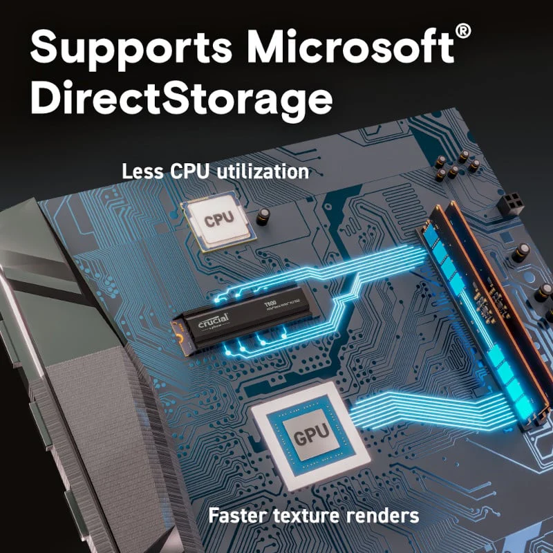 Crucial T500 1TB M.2 NVMe Gen4 with Heatsink NAND SSD - Image 6