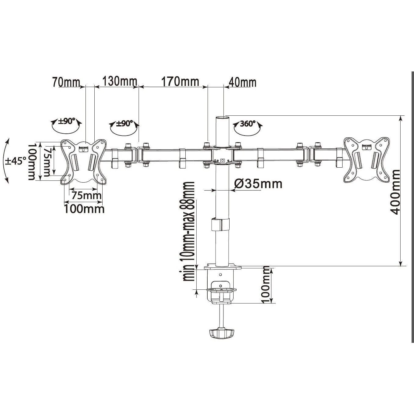 Equip 650152 Articulating Dual Monitor Desk Mount Bracket for 13-27 inch Screens - Image 4