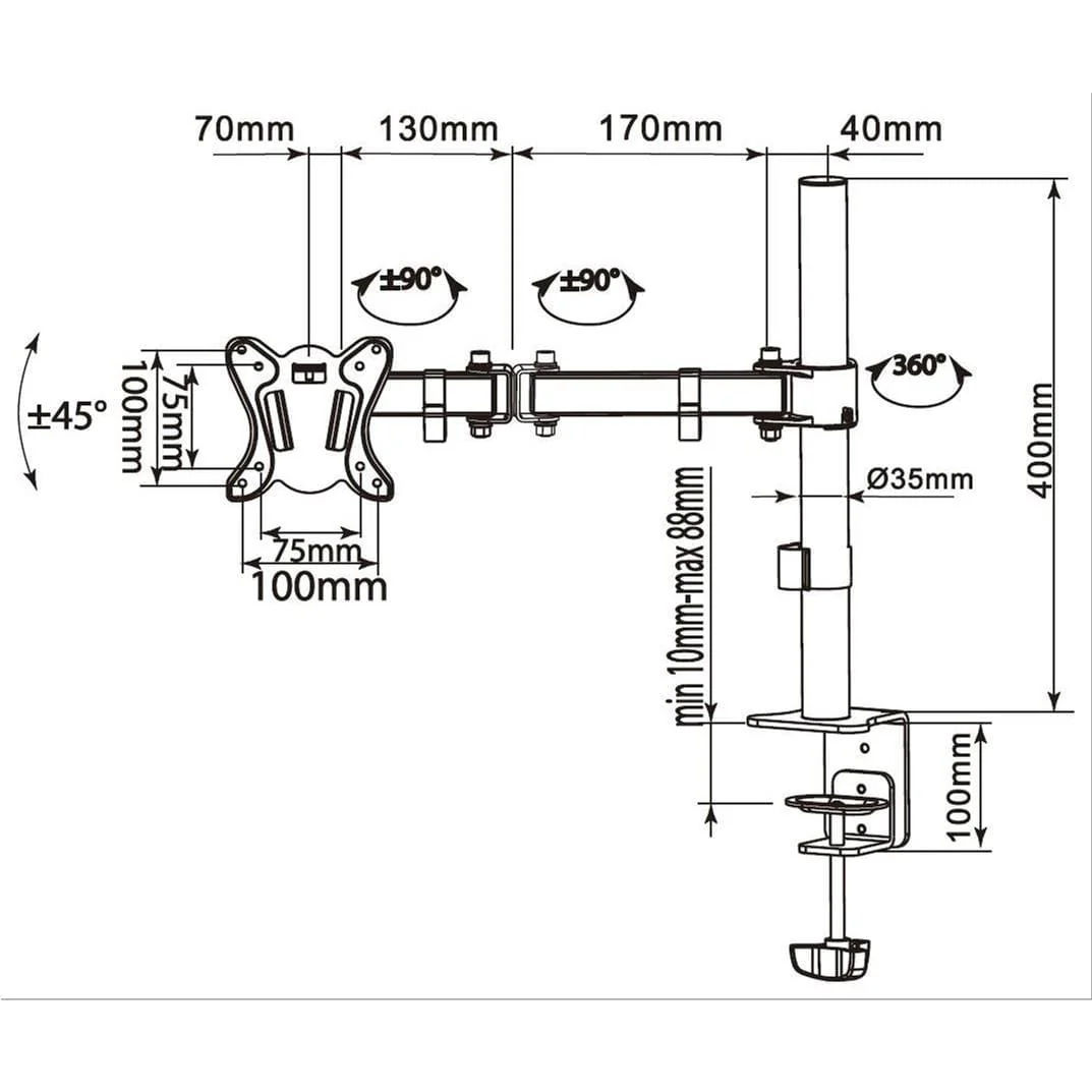 Equip 650151 Articulating Monitor Desk Mount Bracket for 13-27 inch Screens - Image 4