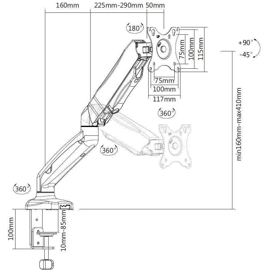 Equip Interactive Monitor Desk Mount Bracket for 13-27 inch Screens - Image 4
