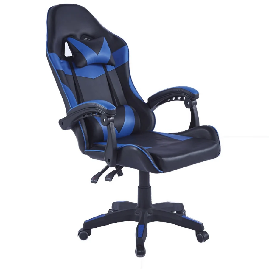 Ergonomic PU Leather Gaming Chair with Head & Lumbar Support – Blue - Image 3