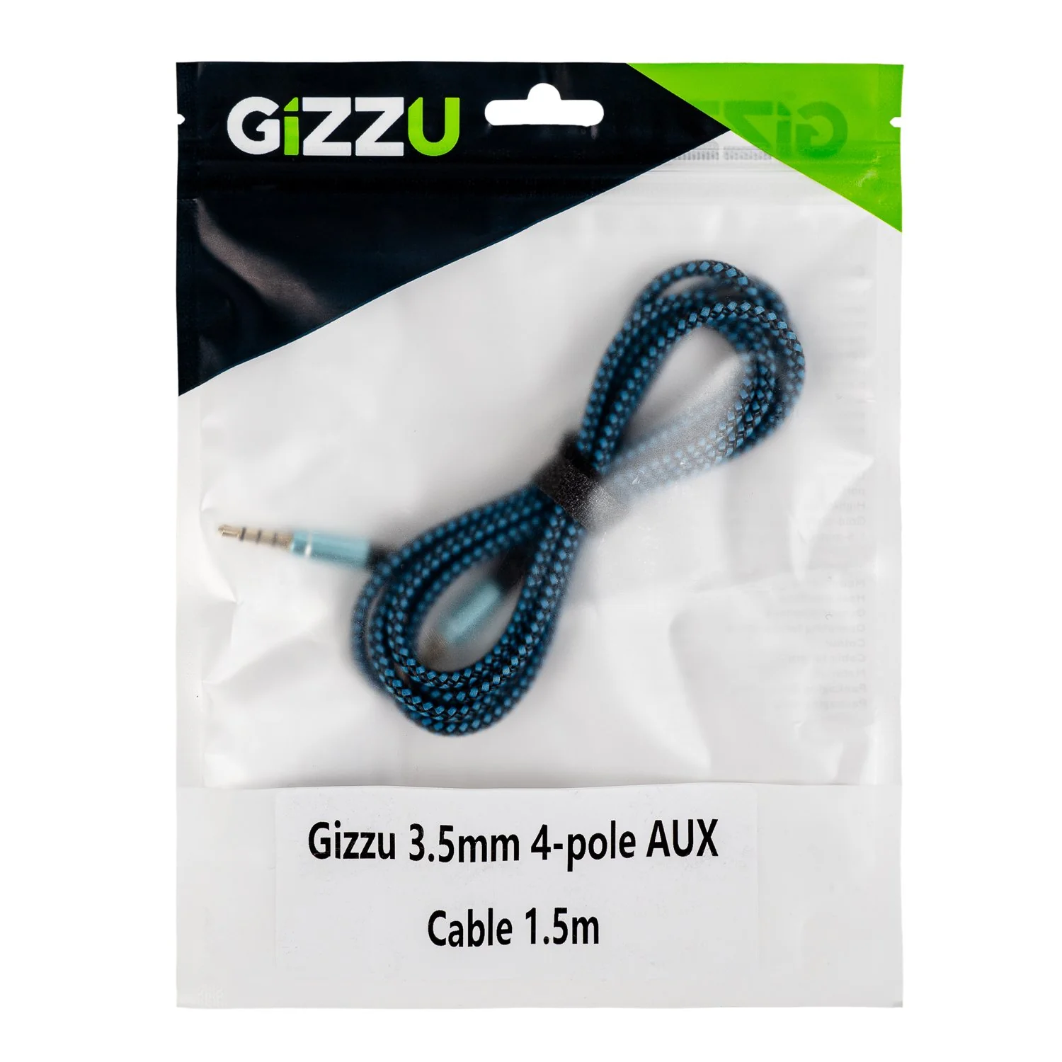 Gizzu 3.5mm AUX Cable 1.5m - Black/Blue - Image 3