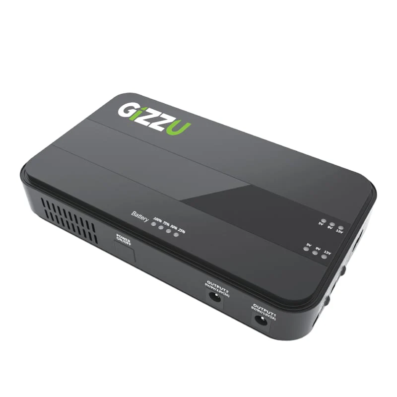 GIZZU 36W 32Wh 8800mAh Mini Dual DC UPS Lithium - Black - Image 4