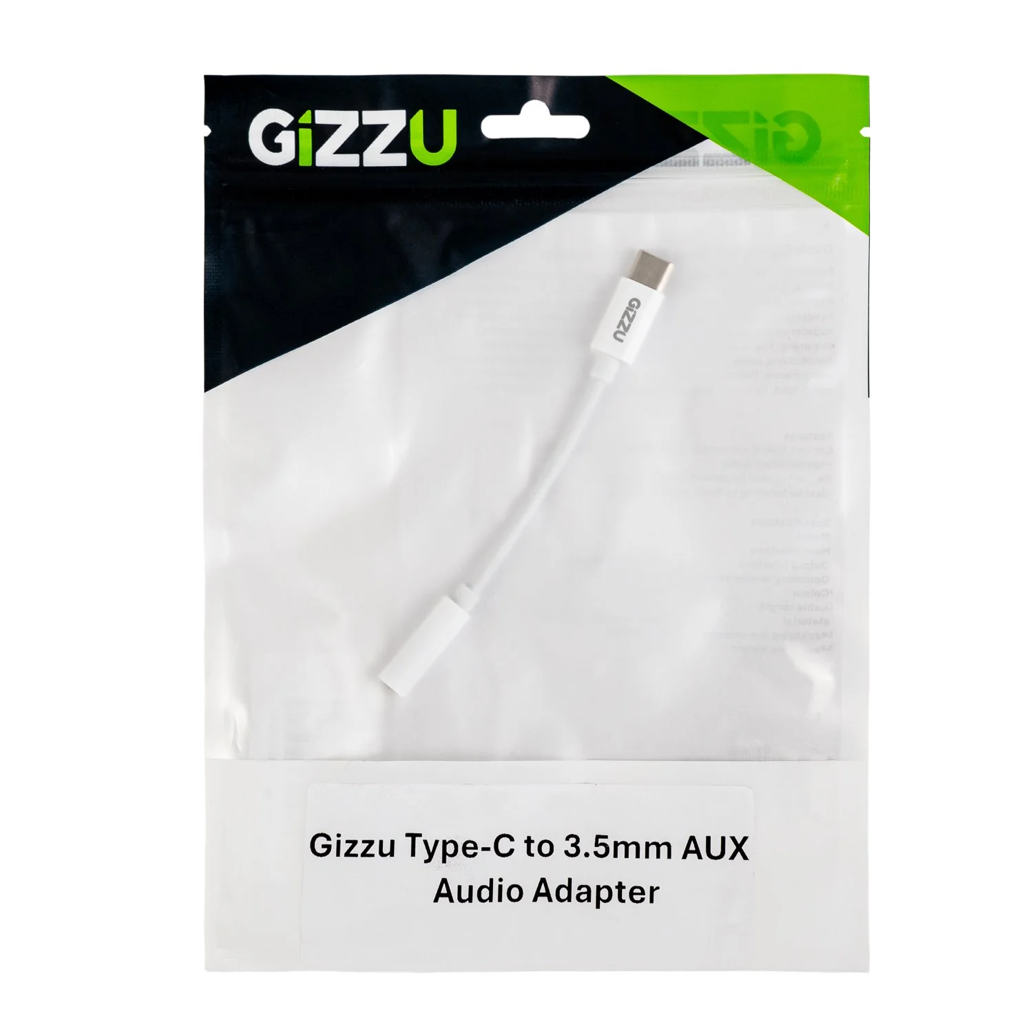 Gizzu USB Type-C to 3.5mm AUX Audio Adapter - White - Image 3
