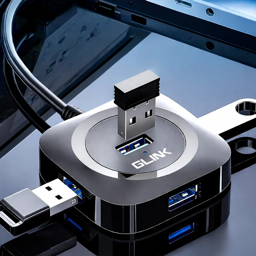 GLINK GL-U02 USB 3.0 4-Port Hub with 1.2m Cable – High-Speed 5Gbps USB for PC & Mac - Image 3
