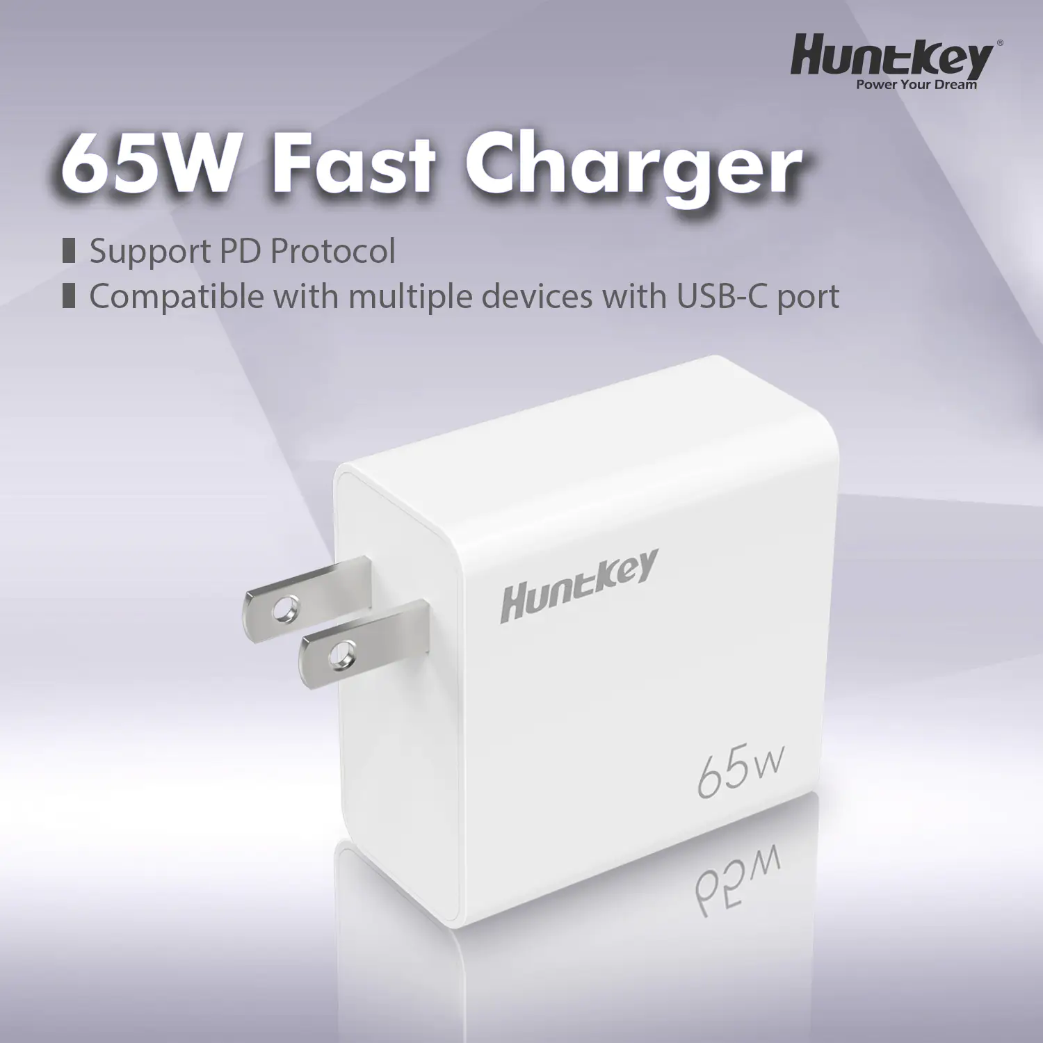 Huntkey K65 GNAN 65W GaN High Power Charger, Single USB-C, PPS, Compact Design - Image 4