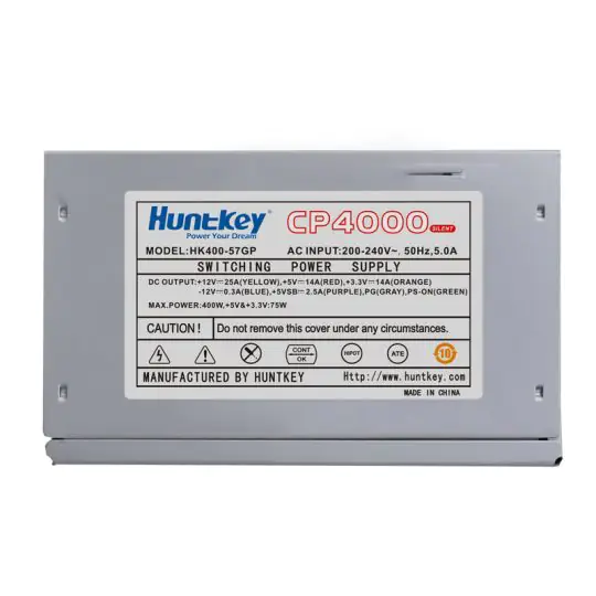 Huntkey CP4000 400W ATX Power Supply, 120mm Fan, Passive PFC, Multiple Protections - Image 5