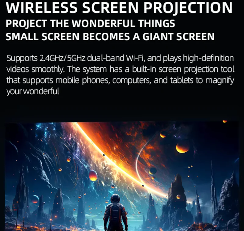 HY6 4K Smart Portable Projector – 720p Native, Android 9.0, WiFi & Bluetooth - Image 5
