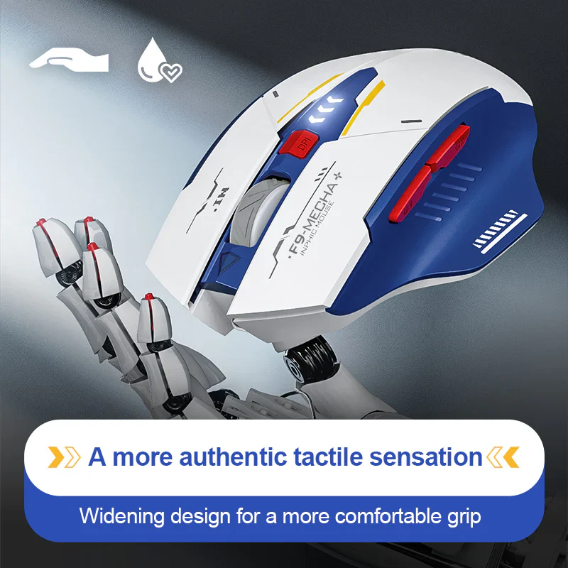 Inphic F9 Wireless Rechargeable Mouse –Silent Click, Ergonomic Design – Blue/White - Image 4