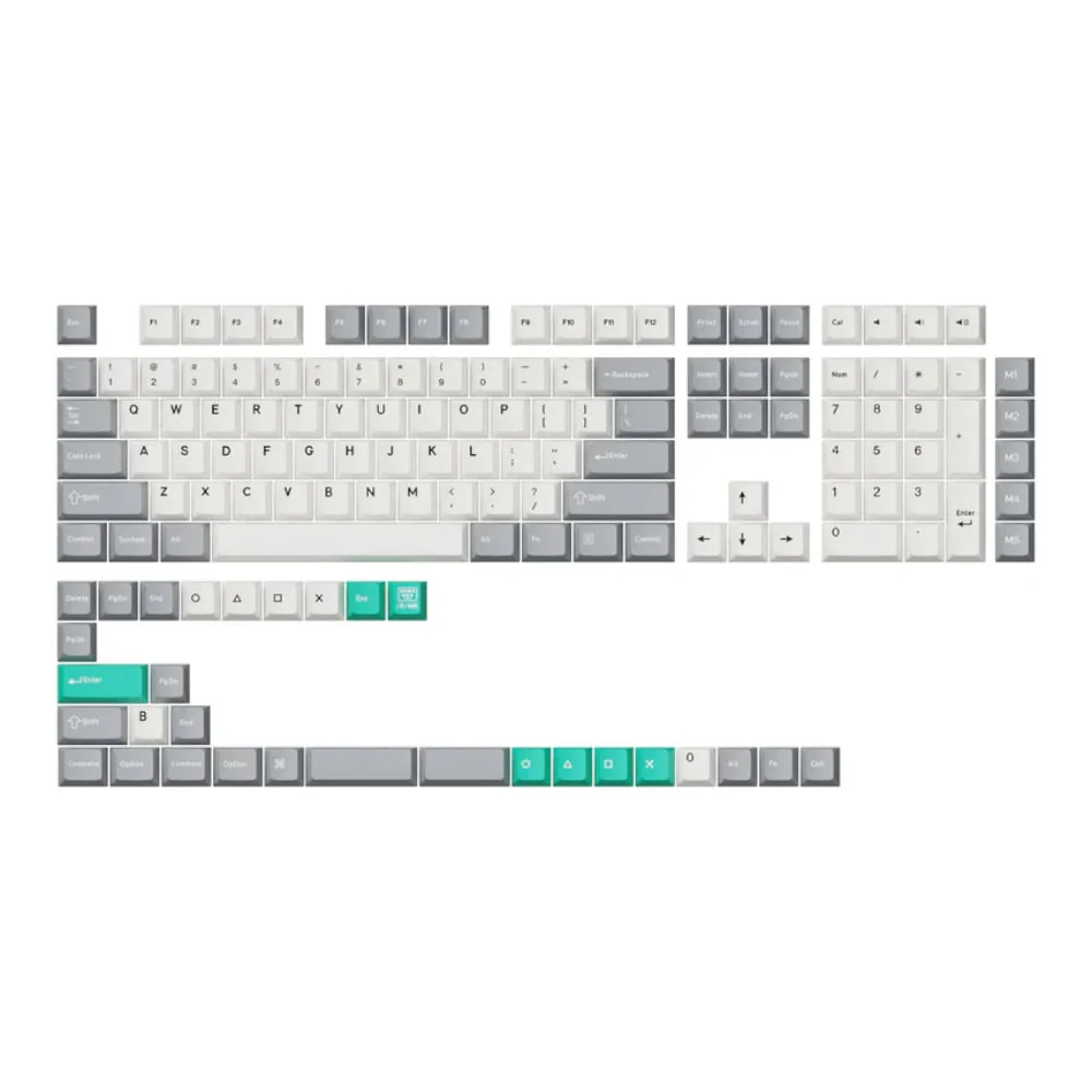 Keychron Cherry Profile Double Shot PBT Full Keycap Set - Grey/White/Mint - Image 5