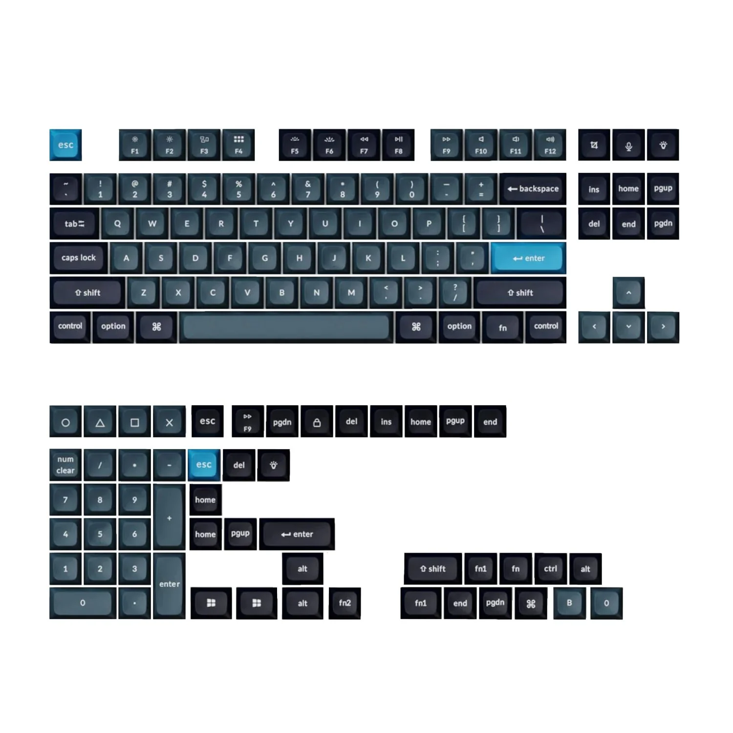 Keychron Double Shot KSA PBT Keycap Set - Dark Grey/Grey/Blue - Image 4