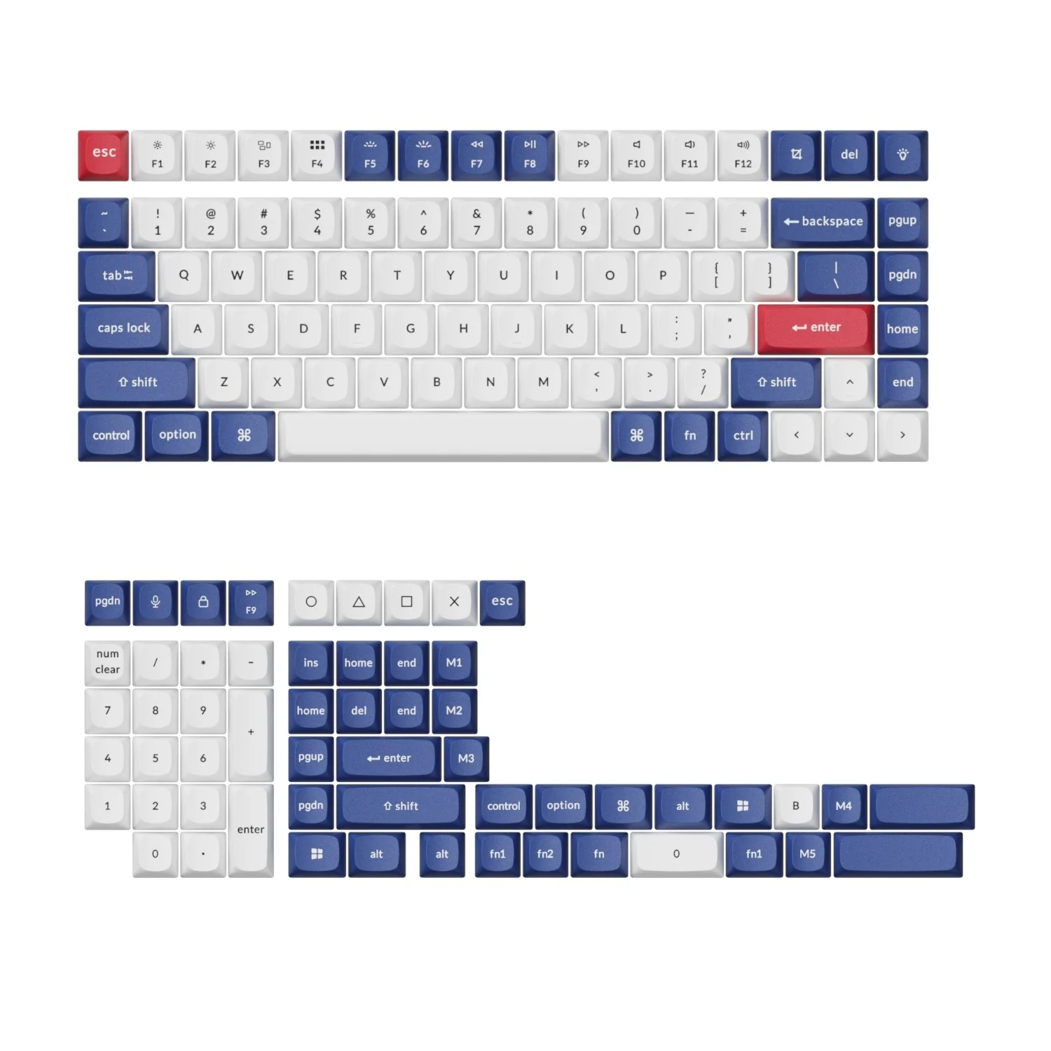 Keychron Double-Shot PBT OSA Keycap Set - Blue and White - Image 5