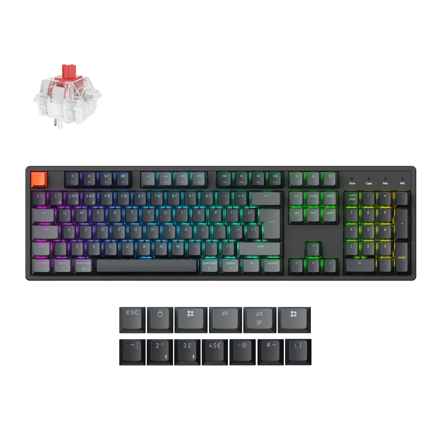 Keychron K10 QMK Full-size RGB Wireless Custom Mechanical Keyboard V.2 (Super RED Switch) – Black - Image 5