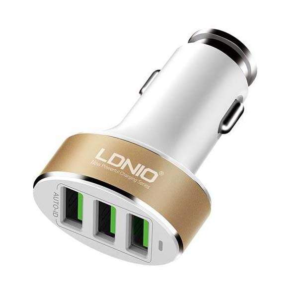 LDNIO 3 Port USB 5.1A Car Charger - Rosegold