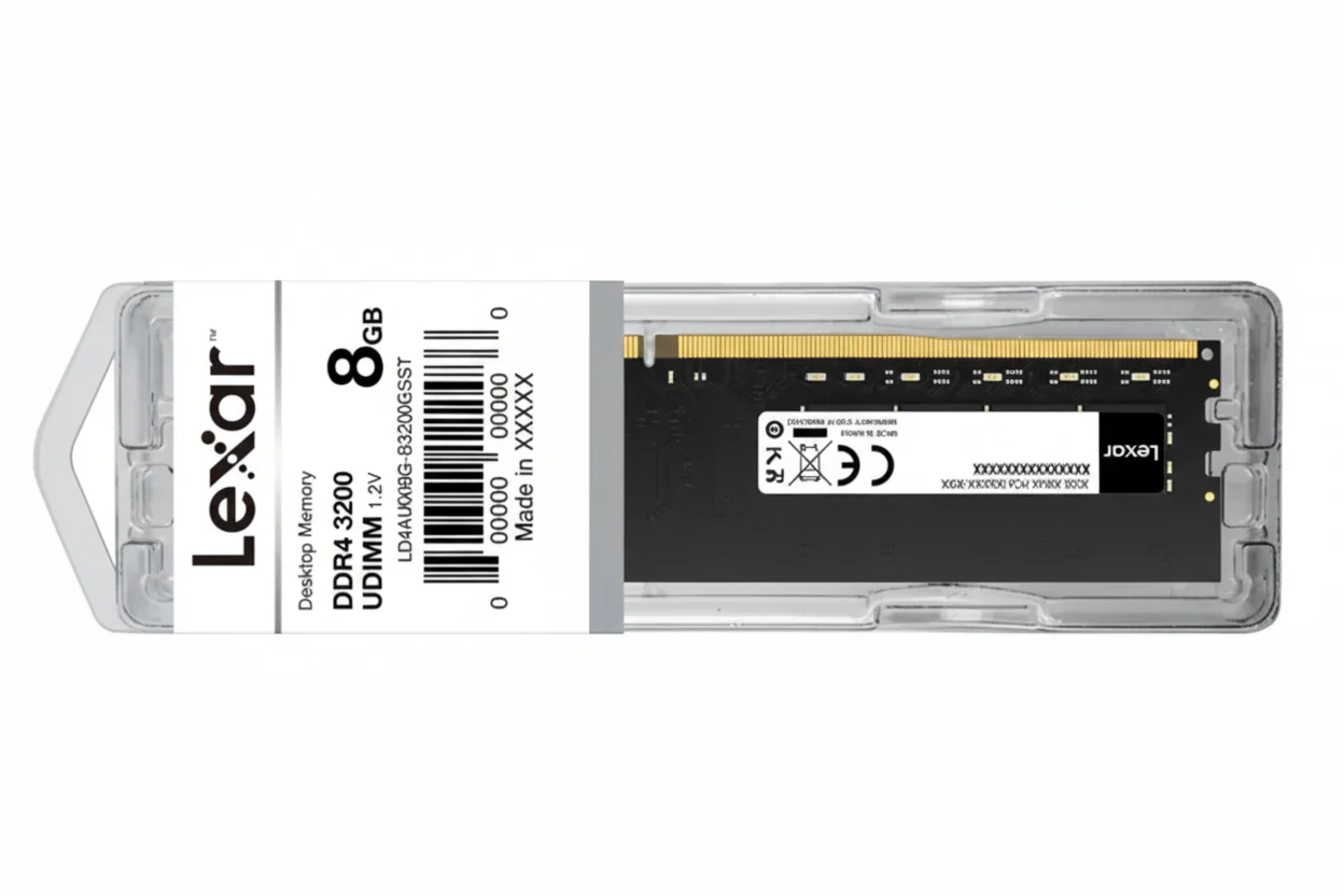 Lexar 8GB DDR4 3200MHz UDIMM Desktop Memory Module, CL22, 1.2V, Black Heat Spreader - Image 2