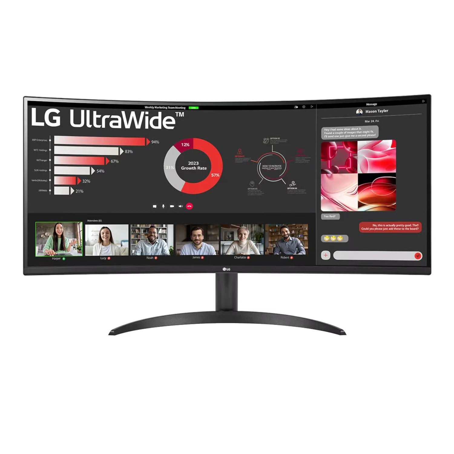 LG UltraWide 34'' QHD VA Curved Monitor 100Hz; 3440x1440 VA; HDMI; Display Port; Tilt - Image 7