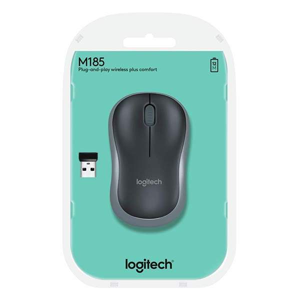 Logitech Wireless Mouse M185 (Black & Swift Grey) Nano USB receiver 3 buttons optical tracking with wheel 10m range 12-month bat - Image 4