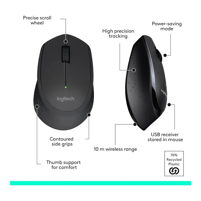 Logitech 920-006489 MK345 Comfort Wireless Keyboard and Mouse Combo - Black - Image 5
