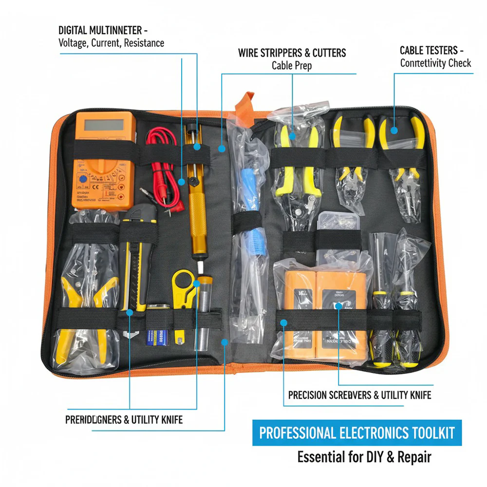 M-Link 16 Piece All-in-One Network Toolkit with Crimping, Tester & Soldering Kit - Image 6