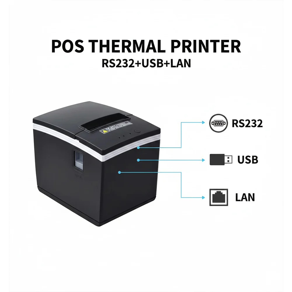 M-Link E200L 80mm POS Thermal Printer RS232 USB LAN, High-Speed Direct Thermal - Image 3