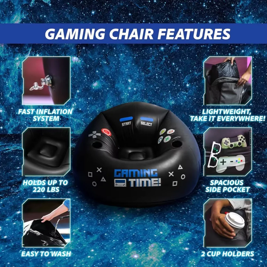 M-Link Inflatable Gaming Chair Sofa with Cup Holders – PVC Air Lounge 104x104x60cm - Image 4