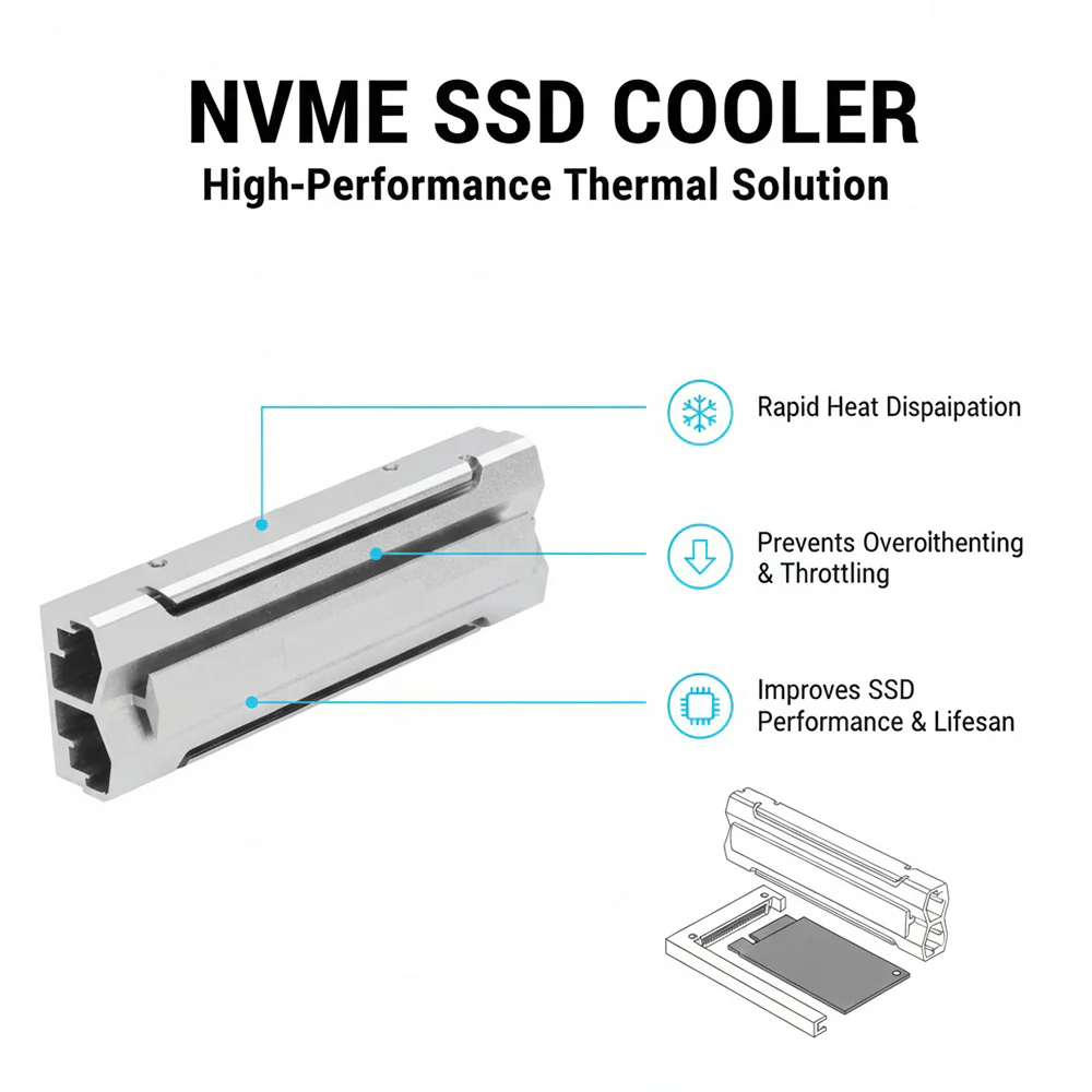 M-Link NVCool NVMe SSD Cooler, Aluminum Heatsink for M.2 2280 SSDs, Gaming & PC - Image 4