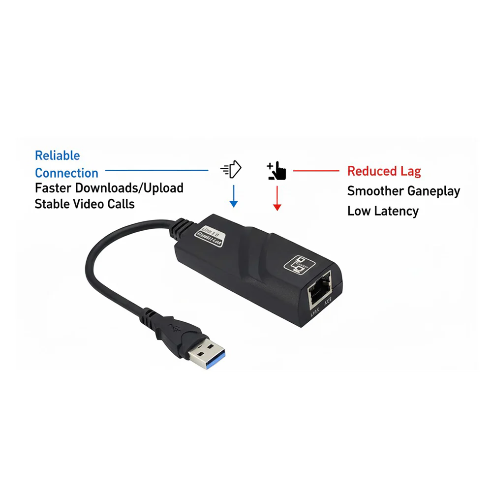 M-Link USB 3.0 to Gigabit LAN Adapter with Auto-Sensing 10/100/1000 Mbps Network Support - Image 2