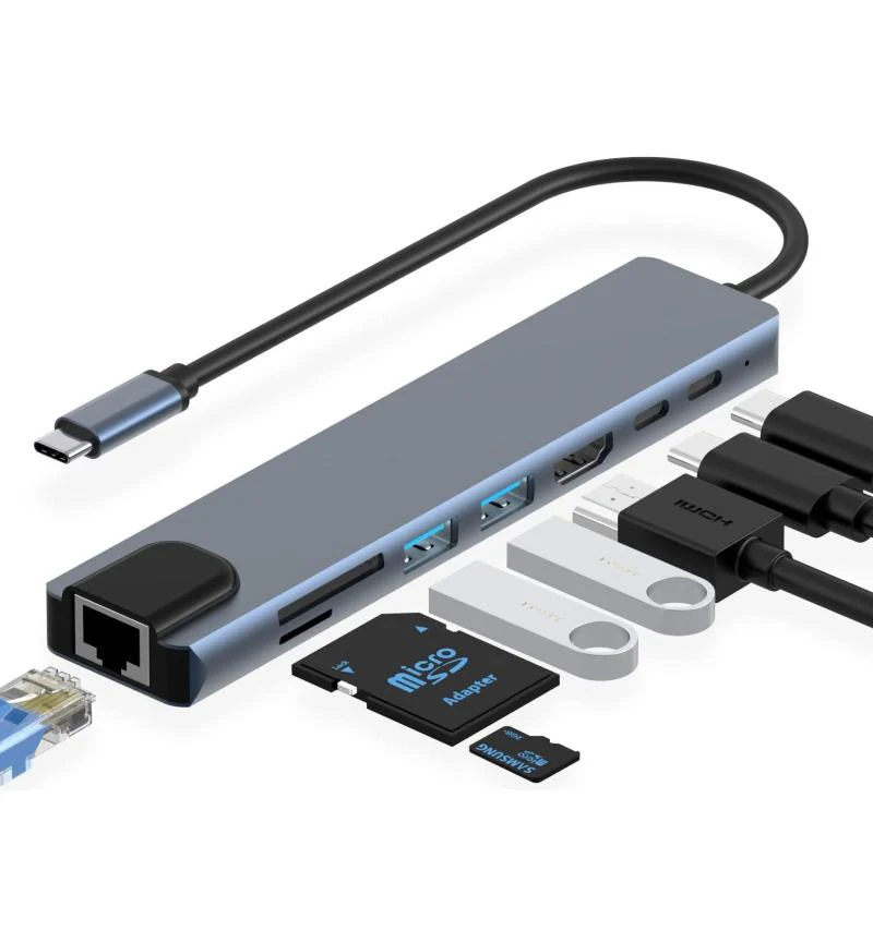 M-Link USB-C 8-in-1 Docking Station – HDMI, Gigabit LAN, USB 3.0, Card Reader & 87W PD