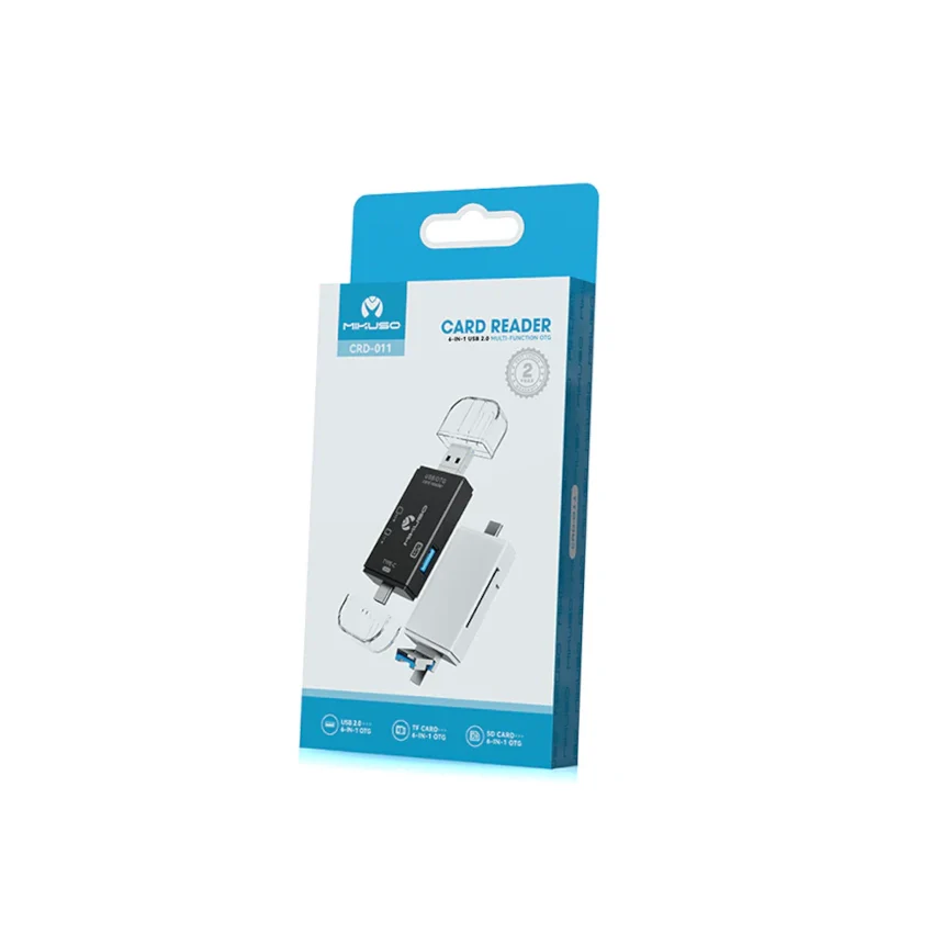Mikuso CRD-011 USB 2.0 6-in-1 Multi-Function Card Reader – SD, MicroSD, CF, MS with USB, Type-C & Micro USB - Image 3