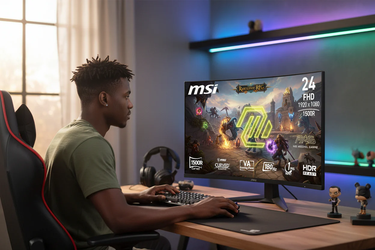 MSI MAG 244C 24-inch FHD 1500R Curved Gaming Monitor, 180Hz, 1ms, Adaptive Sync - Image 7